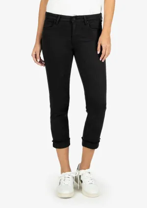 Amy Crop Straight Leg Roll-Up Black Jeans