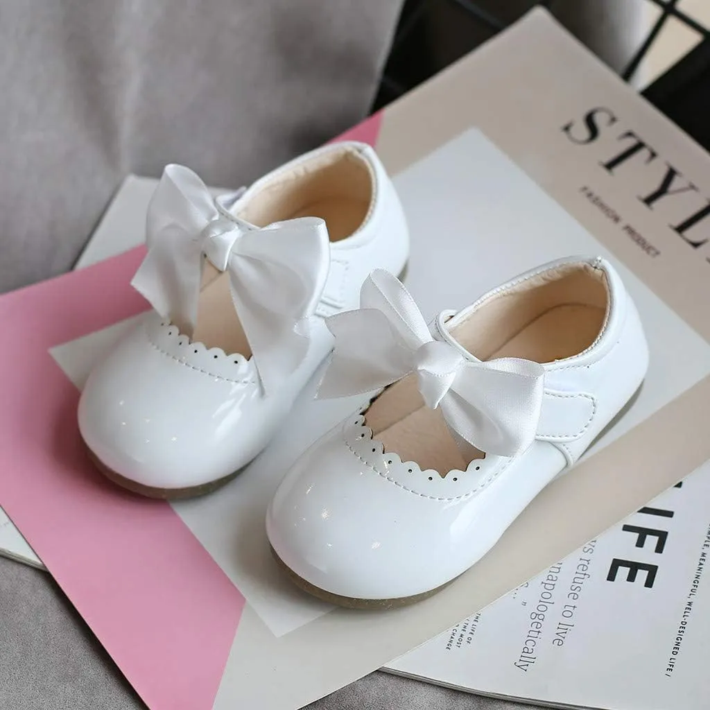 Baby Flower Girl Dress Shoes Patent Bow Mary Jane Ballet Flats Wedding Party School Shoes Toddler Church Shoes