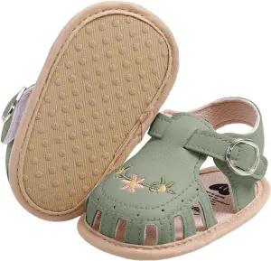 Baby Girls Sandals Summer Flower Flat Shoes Cute Soft Sole Non-Slip Sandals Infant Toddler First Walkers Princess Dress Shoes