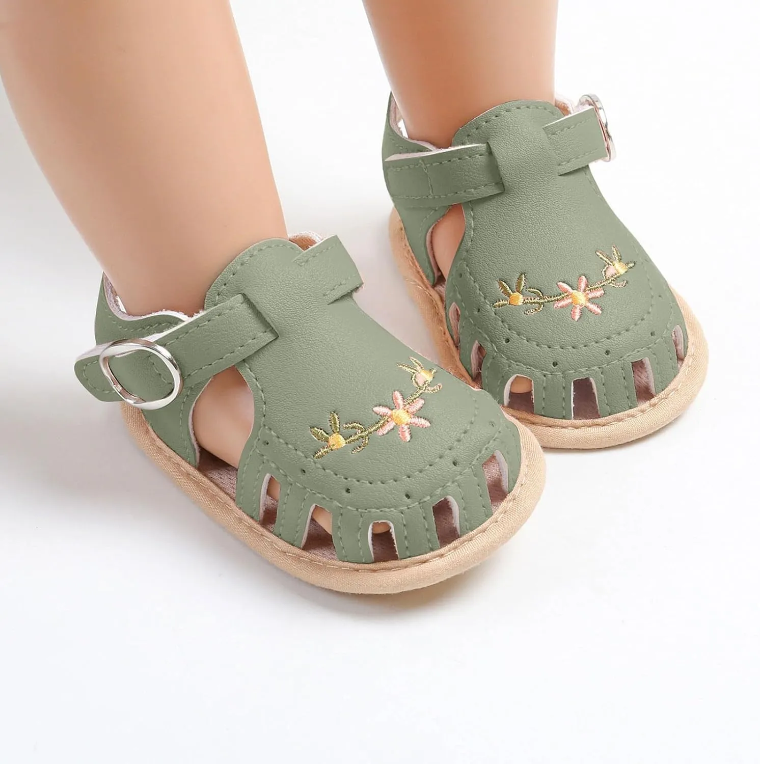 Baby Girls Sandals Summer Flower Flat Shoes Cute Soft Sole Non-Slip Sandals Infant Toddler First Walkers Princess Dress Shoes