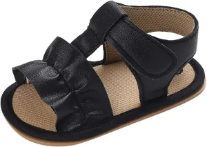 Baby Toddler Sandals Infant Girls Boys Shoes Outdoor First Walkers Non-Slip Rubber Soft Sole Sneakers (Black, 6 Toddler)