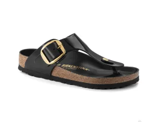 Birkenstocks Gizeh Big Buckle - Natural Leather Patent (High Shine Black)