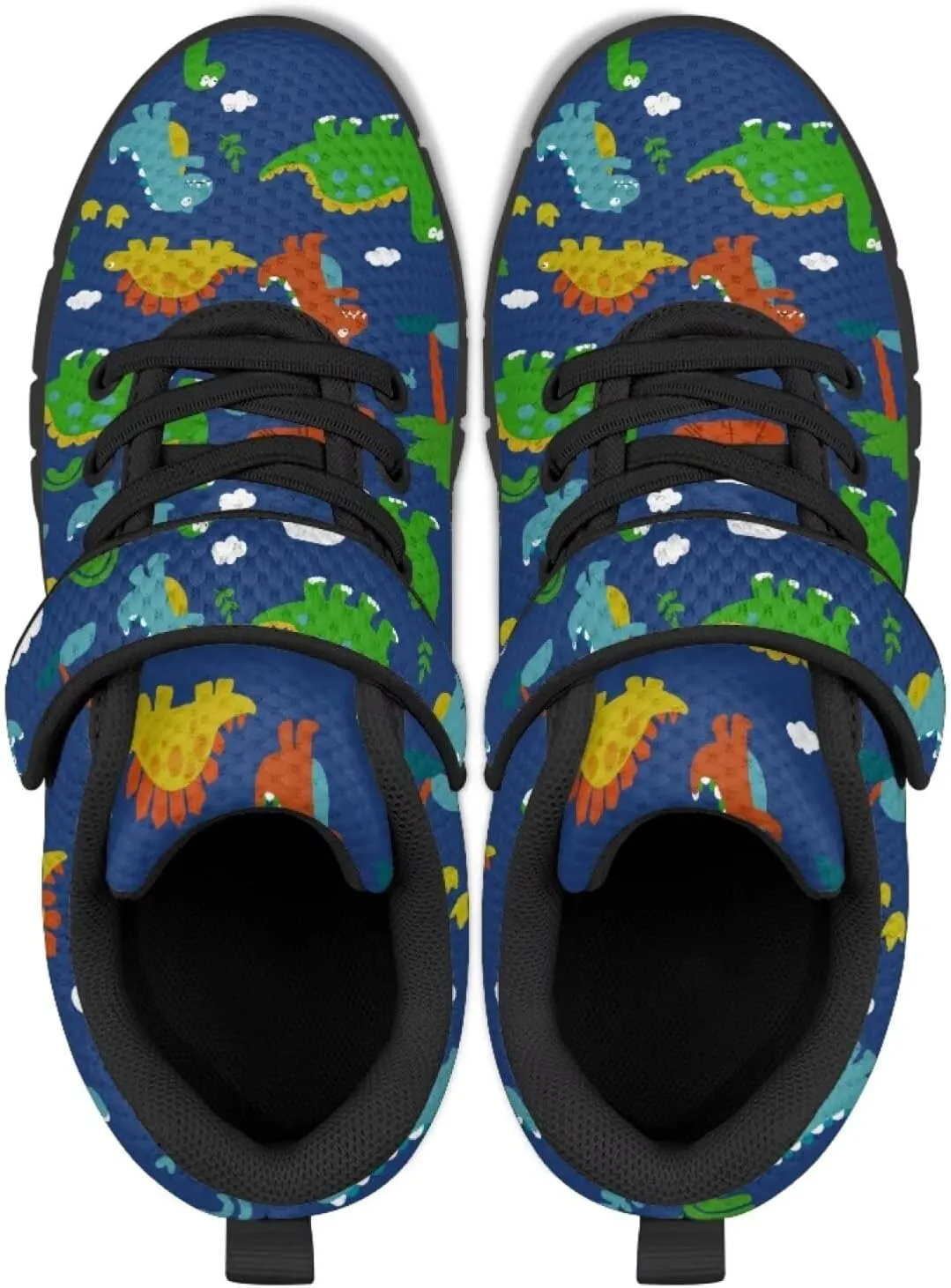 Children's Dinosaur School Sneaker Running Barefoot Shoes Lace Up Hiking Sneakers for Boys Girls