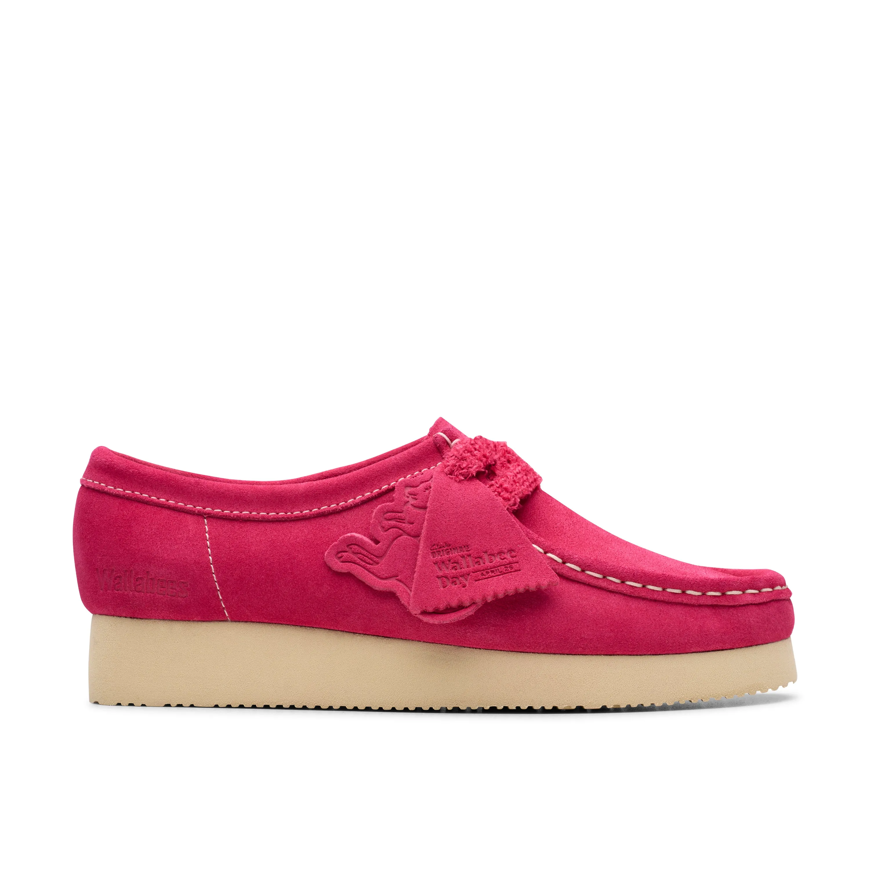Clarks Original Women's Wallabee. 2604 Bright Pink Suede Made in Vietnam