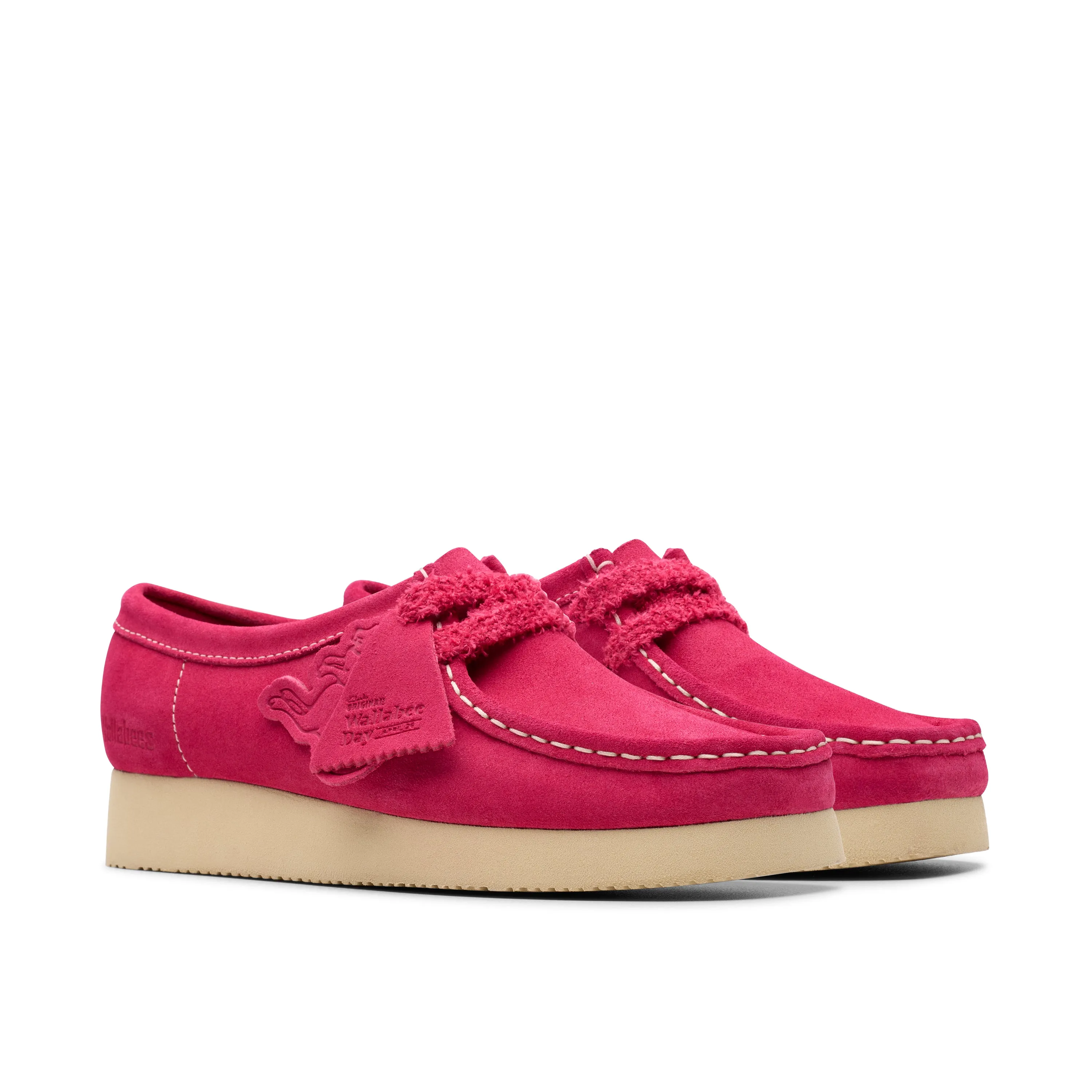 Clarks Original Women's Wallabee. 2604 Bright Pink Suede Made in Vietnam