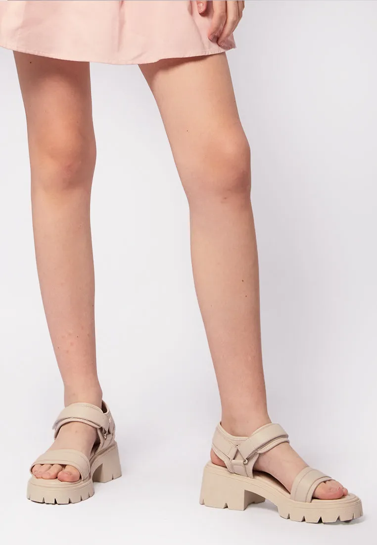 Cream High Platform Sandals