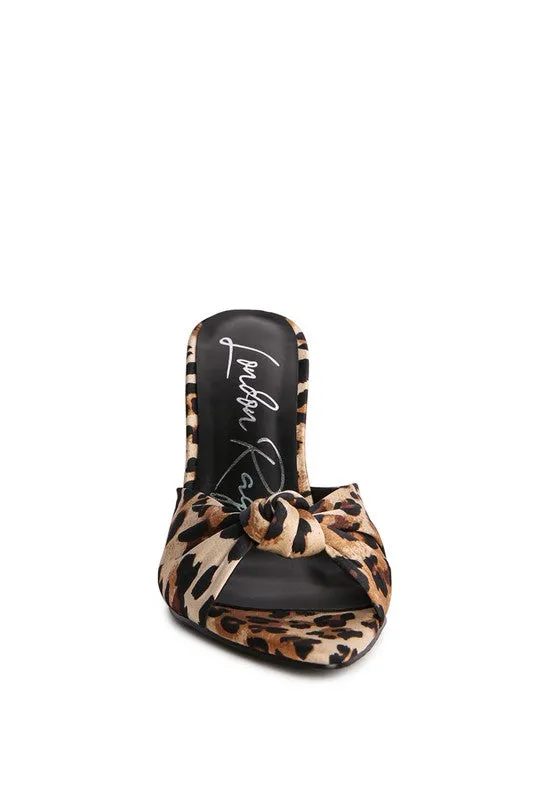Crush Satin Knotted  High Heeded Mule Sandals