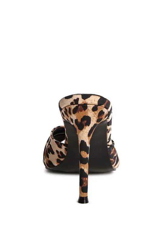 Crush Satin Knotted  High Heeded Mule Sandals