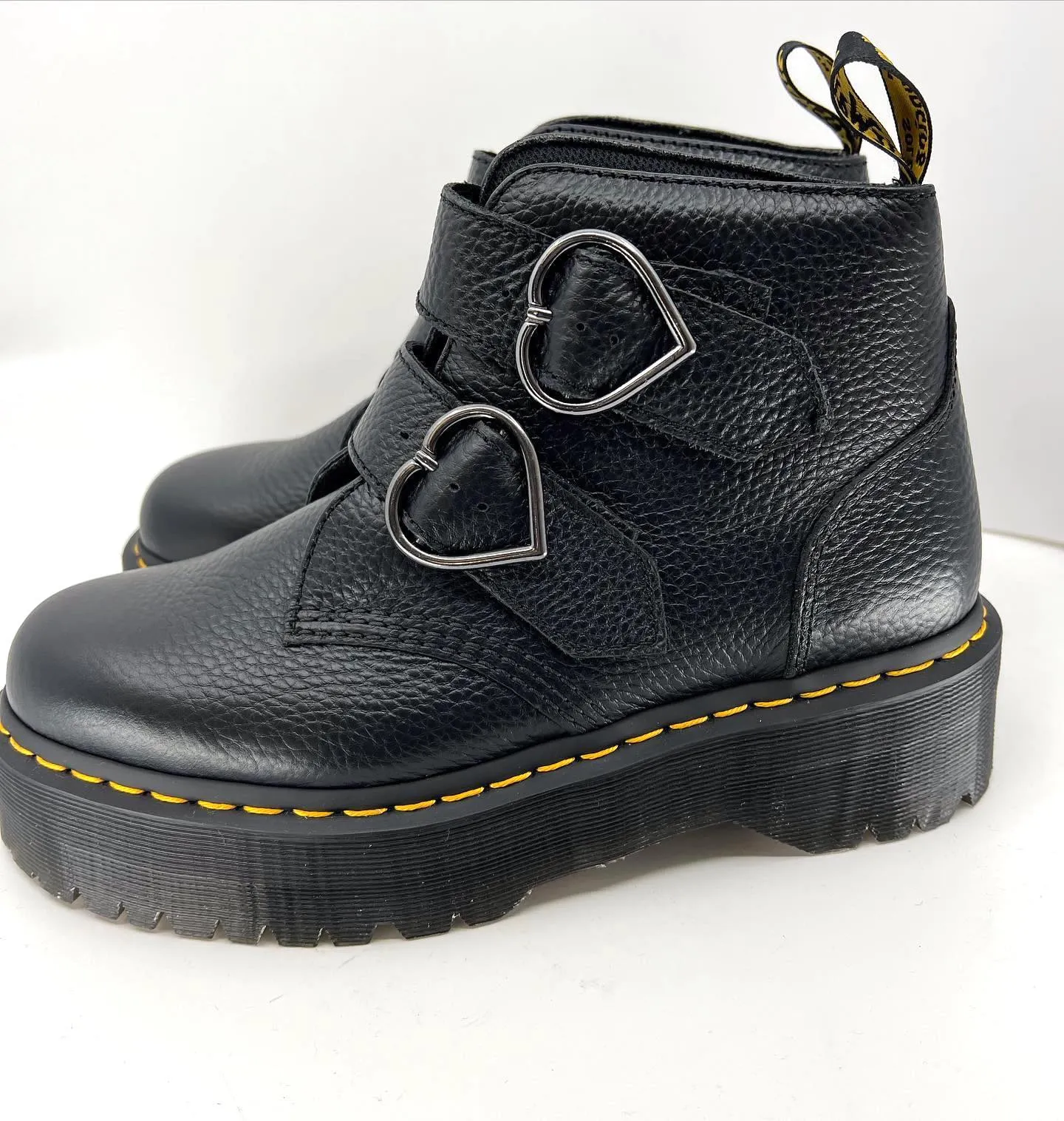 DR. MARTENS DEVON HEART LEATHER PLATFORM BOOTS