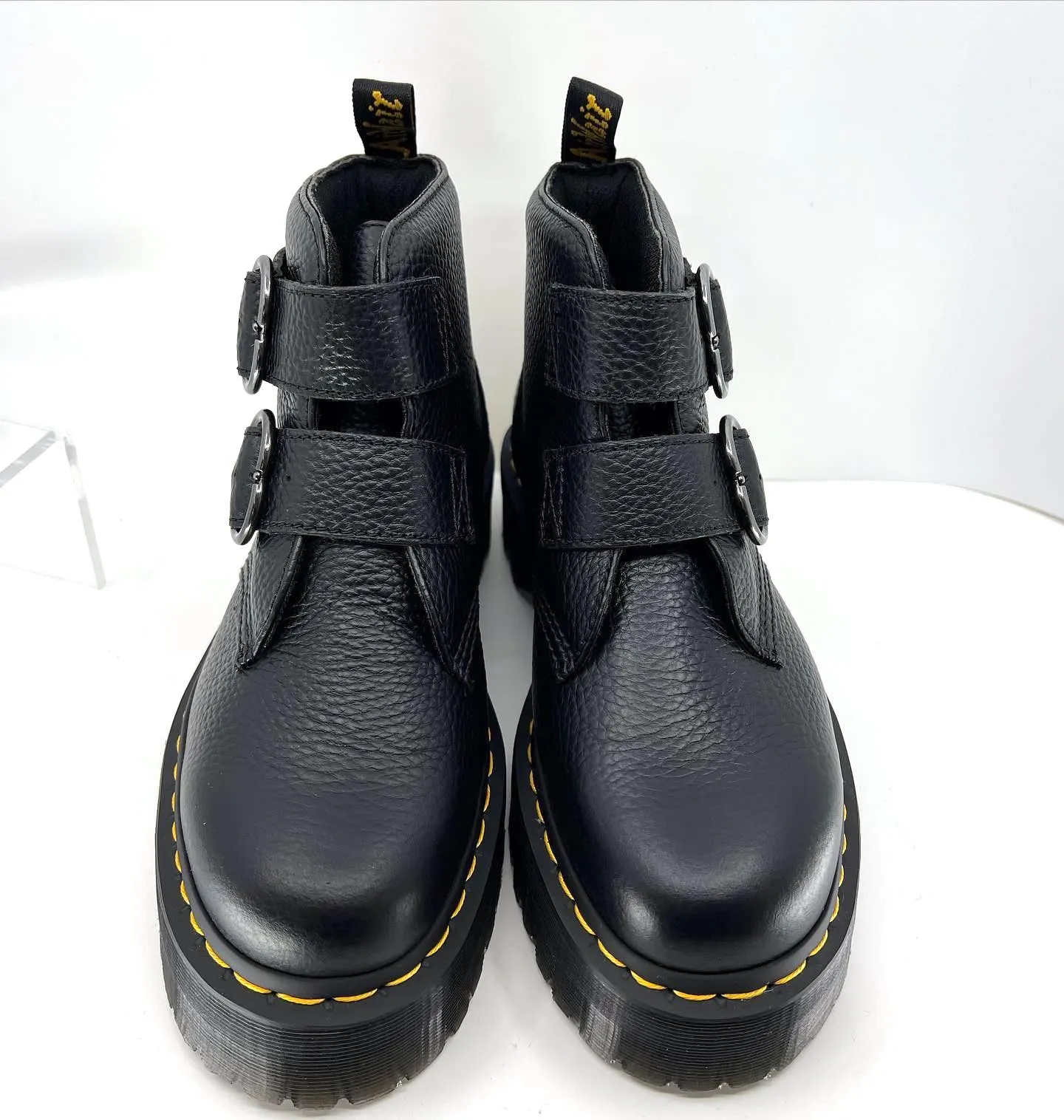 DR. MARTENS DEVON HEART LEATHER PLATFORM BOOTS