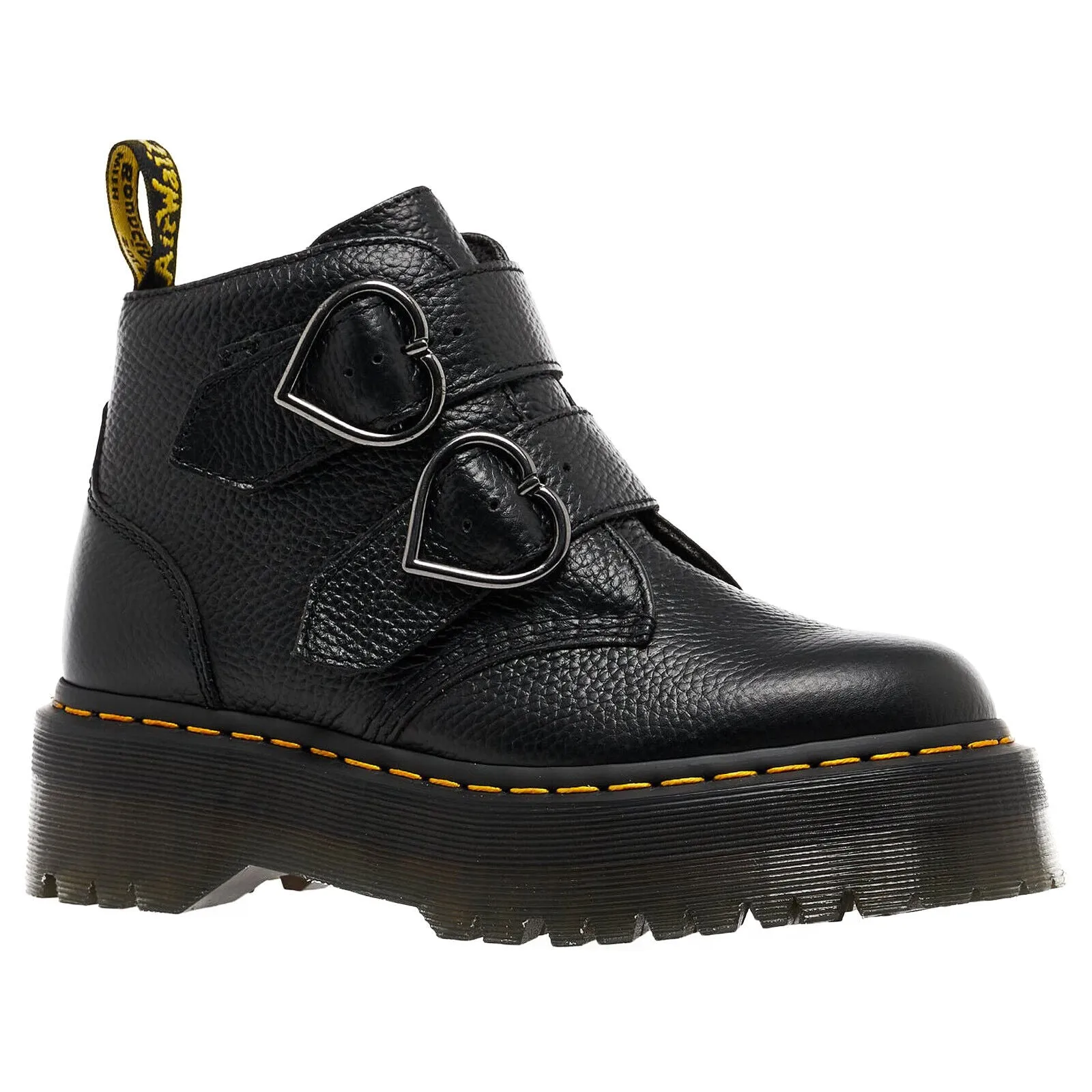DR. MARTENS DEVON HEART LEATHER PLATFORM BOOTS
