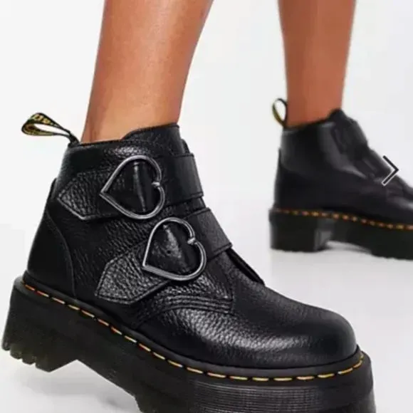 DR. MARTENS DEVON HEART LEATHER PLATFORM BOOTS