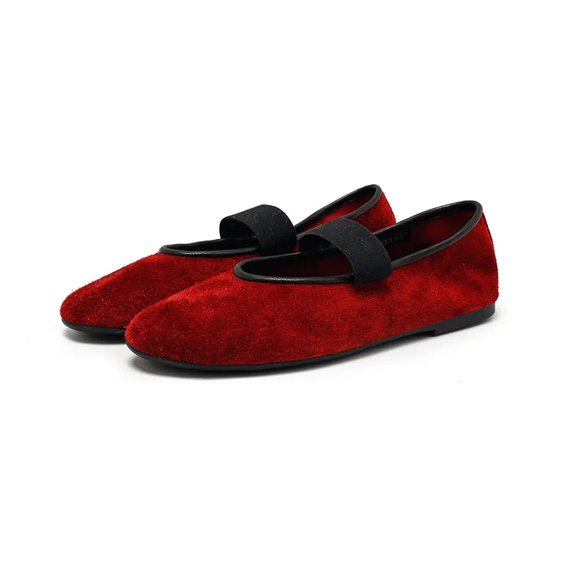Dwarves Round Toe Suede Reverse Cowhide Casual Flats in 9 Colors