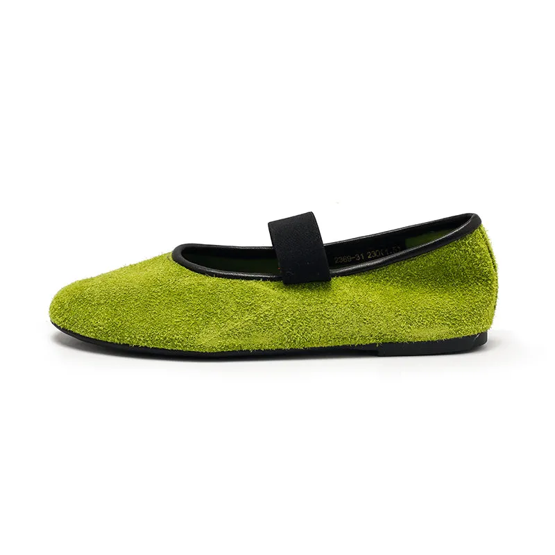 Dwarves Round Toe Suede Reverse Cowhide Casual Flats in 9 Colors