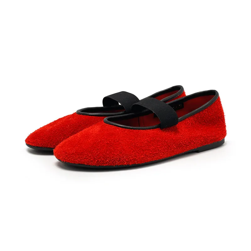 Dwarves Round Toe Suede Reverse Cowhide Casual Flats in 9 Colors