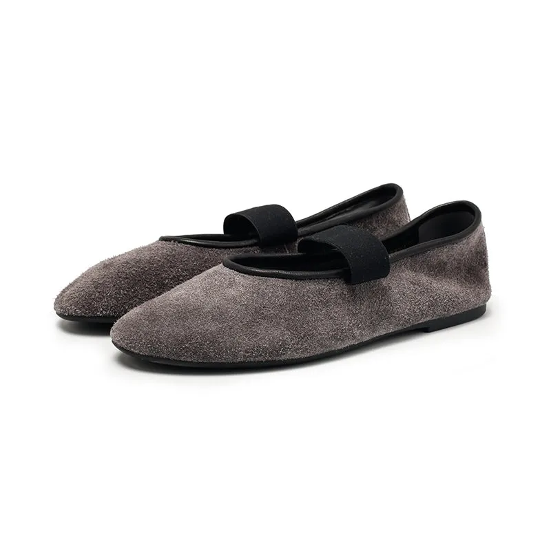 Dwarves Round Toe Suede Reverse Cowhide Casual Flats in 9 Colors