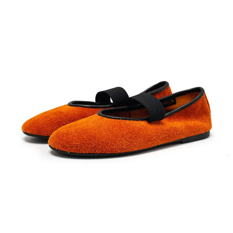Dwarves Round Toe Suede Reverse Cowhide Casual Flats in 9 Colors
