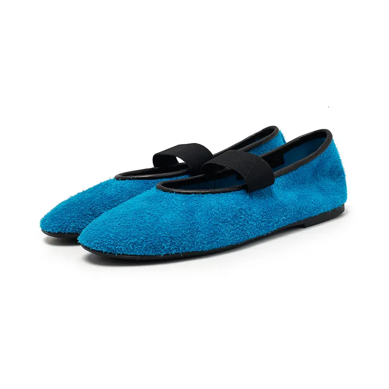 Dwarves Round Toe Suede Reverse Cowhide Casual Flats in 9 Colors