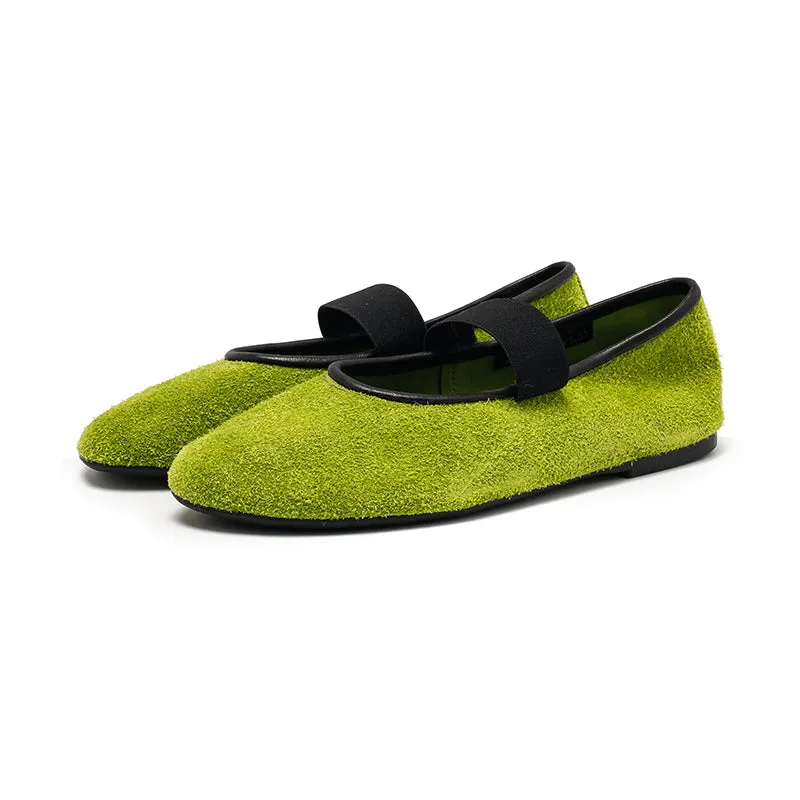 Dwarves Round Toe Suede Reverse Cowhide Casual Flats in 9 Colors