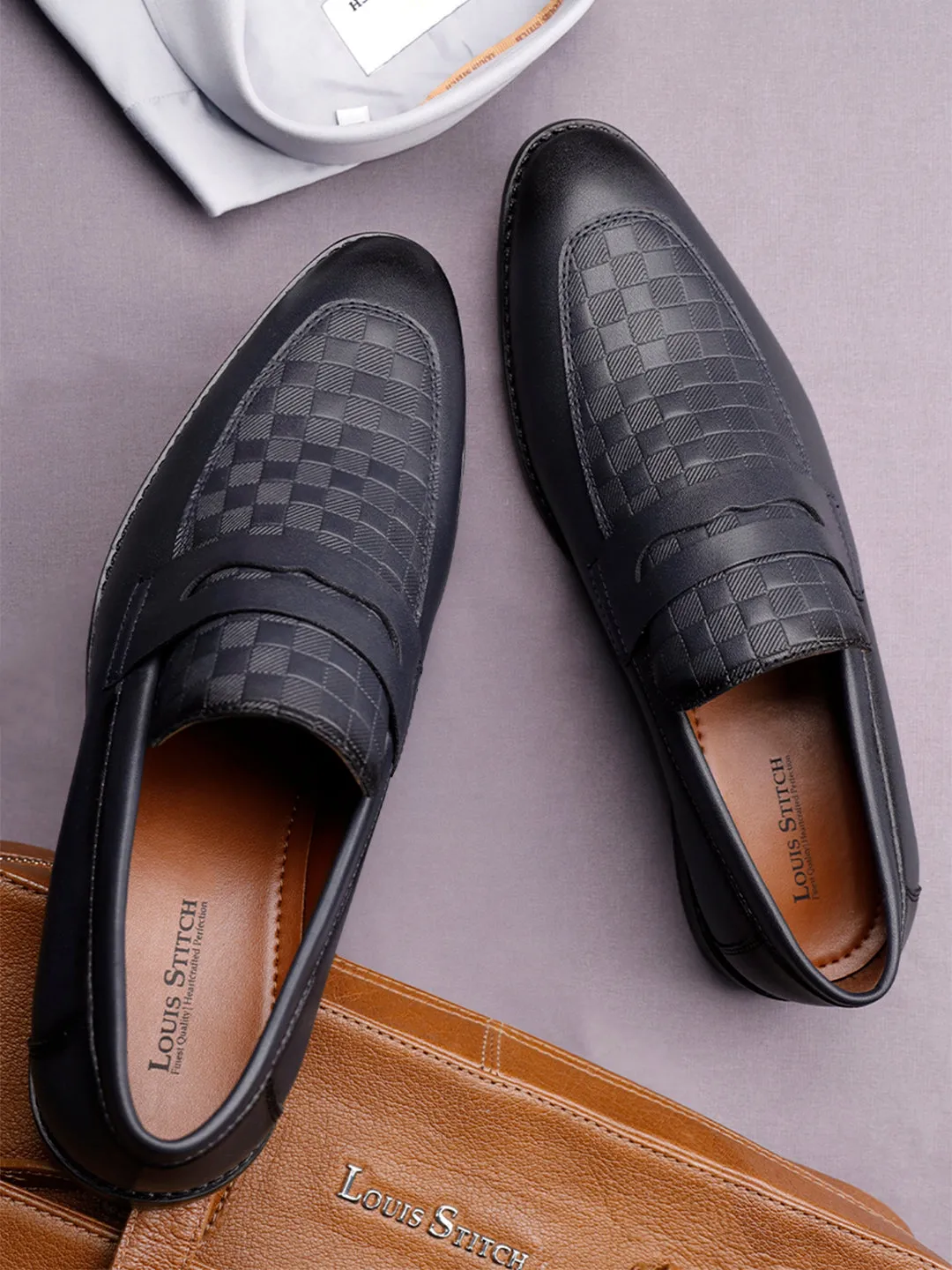 Federal Blue Handcrafted Moccasins Slipons