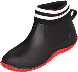 FENIKUSU Men's Waterproof Rain Boots Ankle High Antiskid Garden Kitchen Work Shoes with Comfortable Insole