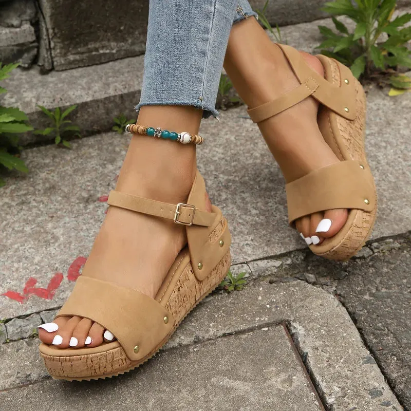 Fiona™ | Women's Platform Wedge Buckle Sandals