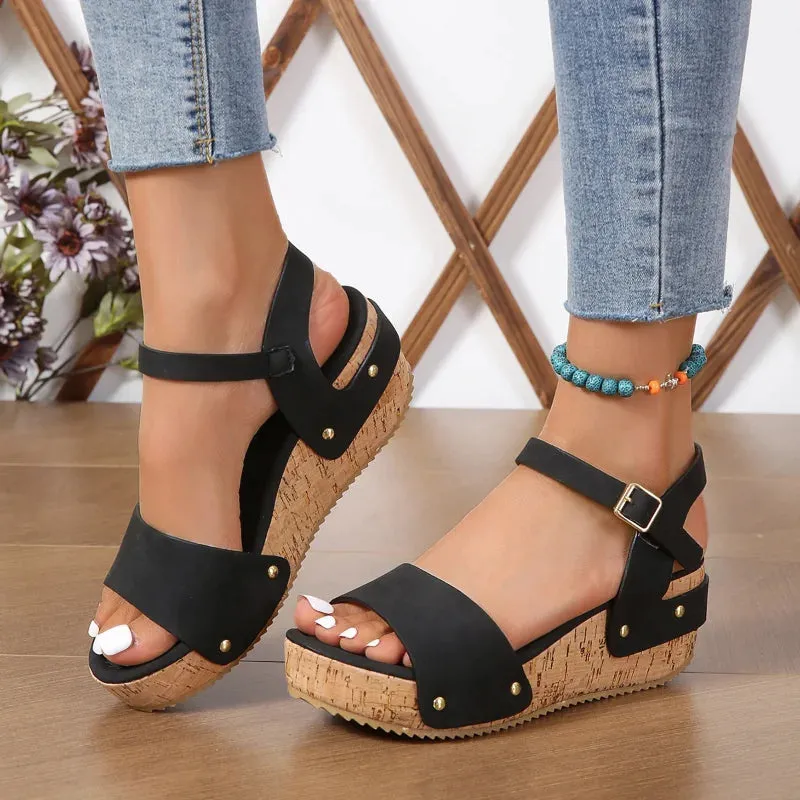 Fiona™ | Women's Platform Wedge Buckle Sandals