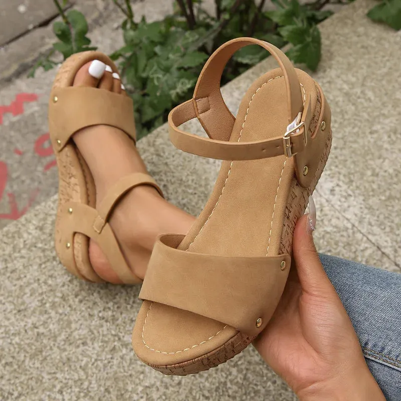 Fiona™ | Women's Platform Wedge Buckle Sandals