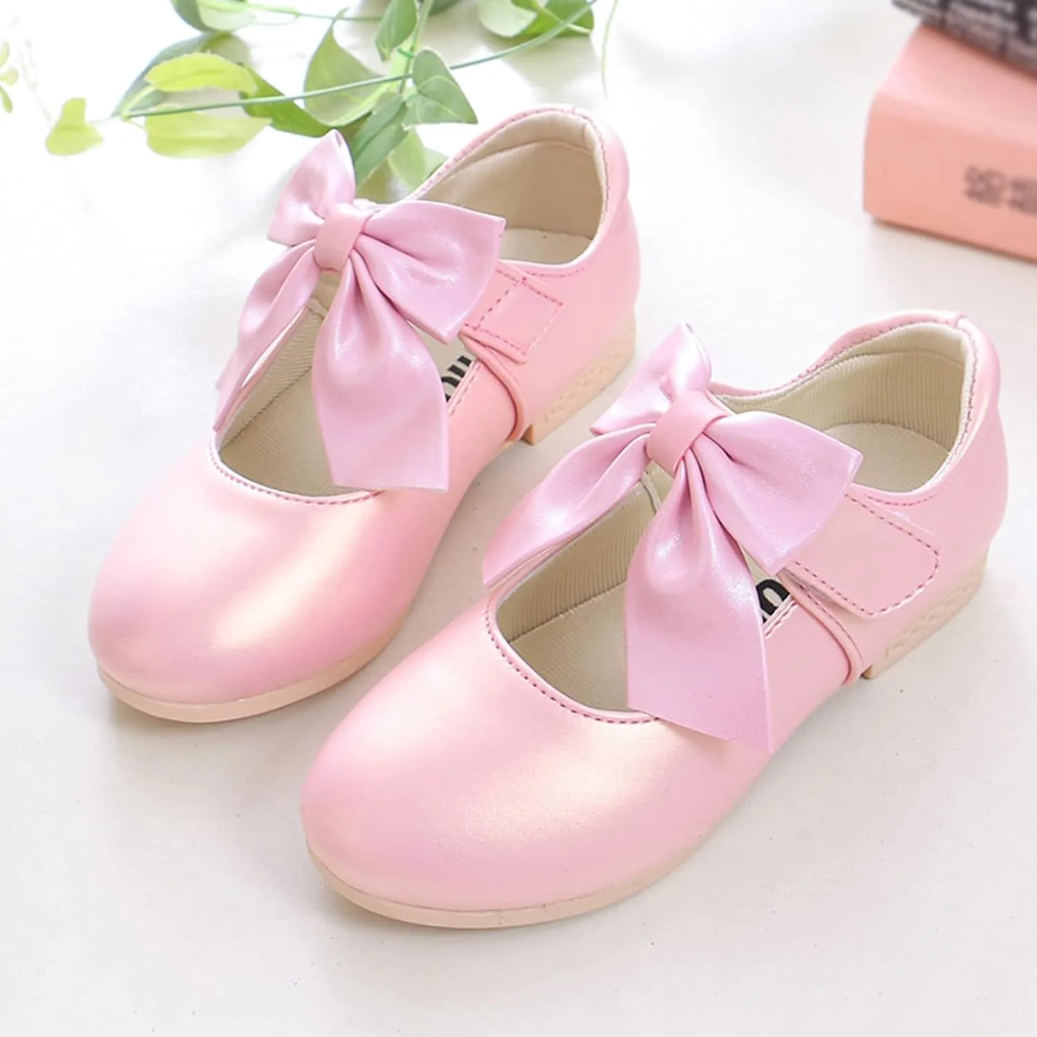 Girls Ballet Shoes Flower Mary Jane Flat with Bow Dress Shoes Part Wedding Communio Shoes for Kids Toddler
