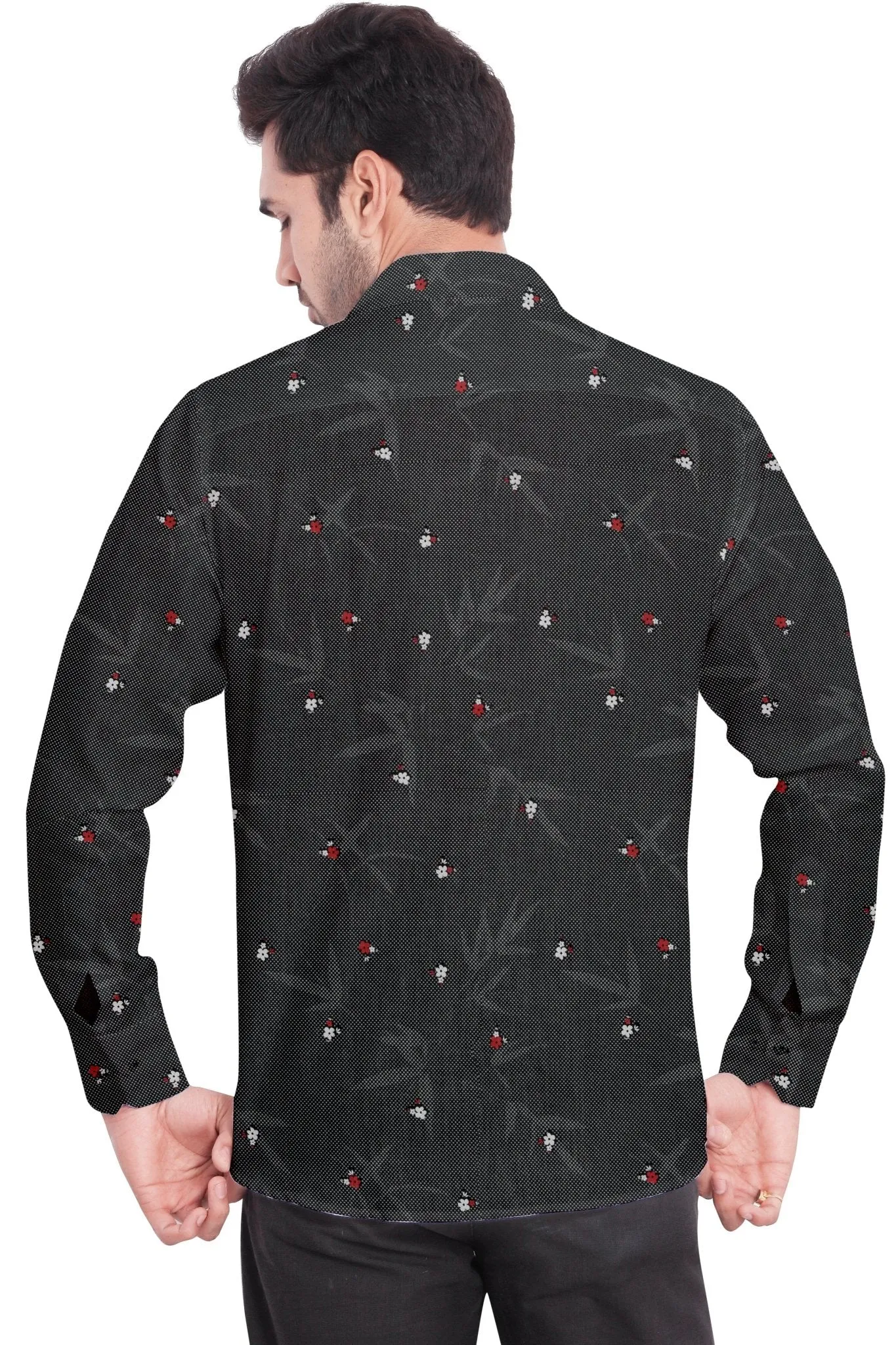 Grey Floral Cotton Shirt