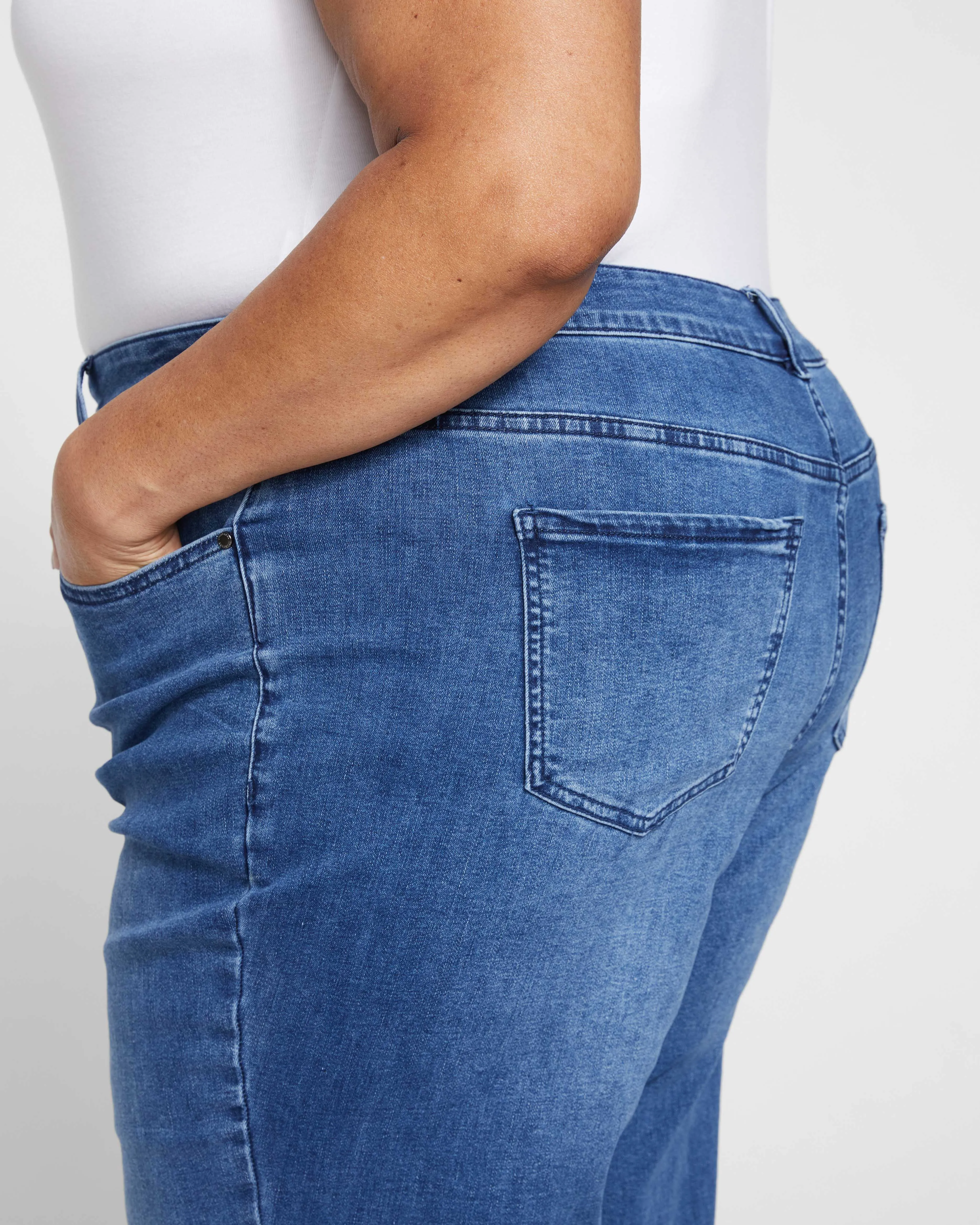 Jackie High Rise Cropped Jeans - True Blue