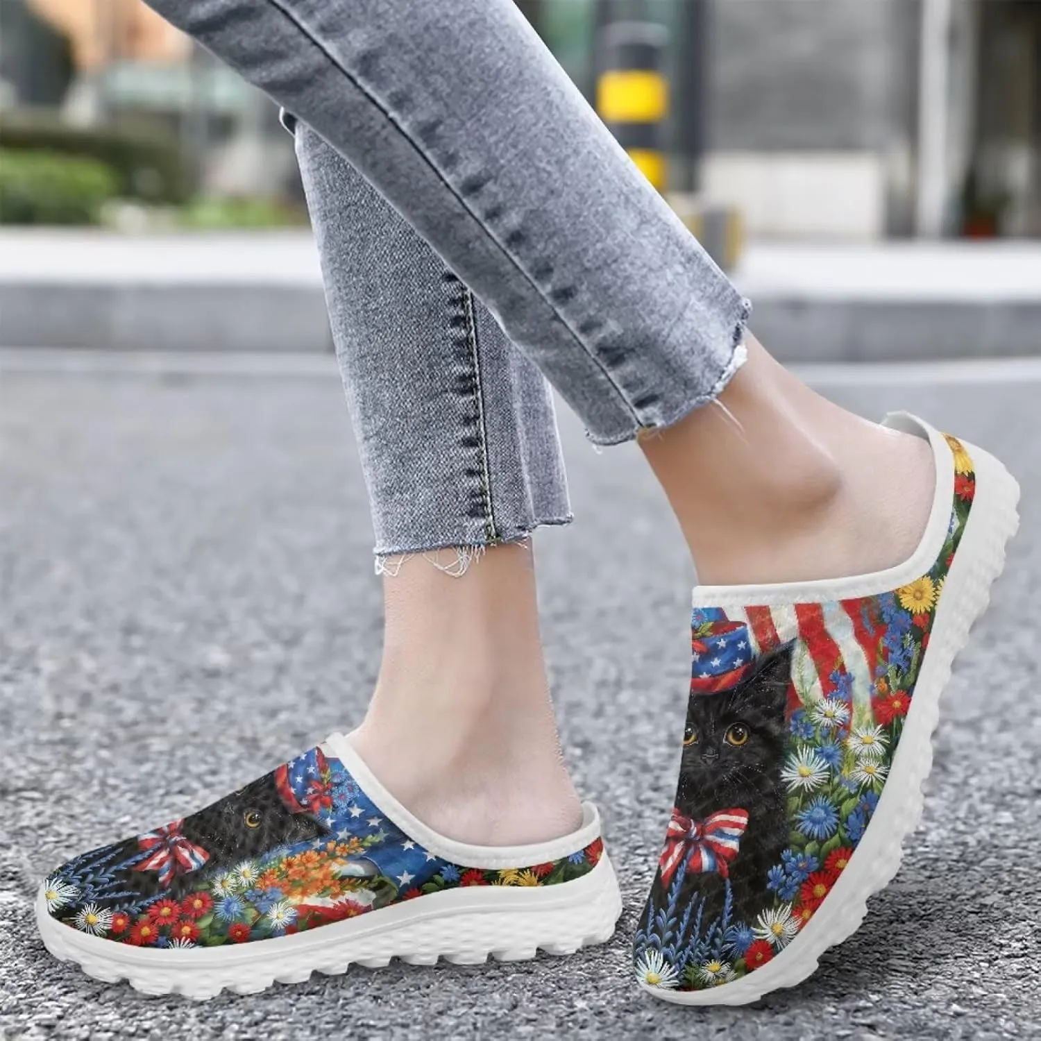 Jeiento Women Lightweight Slip On Mules Shoes Comfortable Anti Slip Loafers Open Back Breathable Slippers