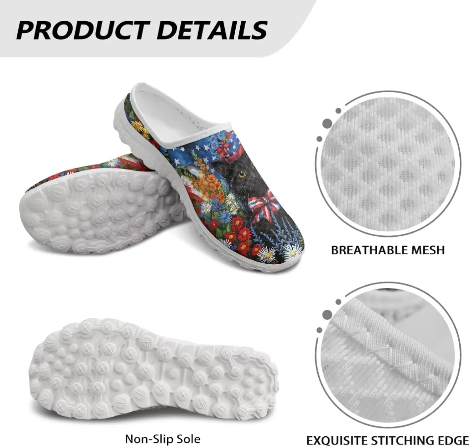Jeiento Women Lightweight Slip On Mules Shoes Comfortable Anti Slip Loafers Open Back Breathable Slippers
