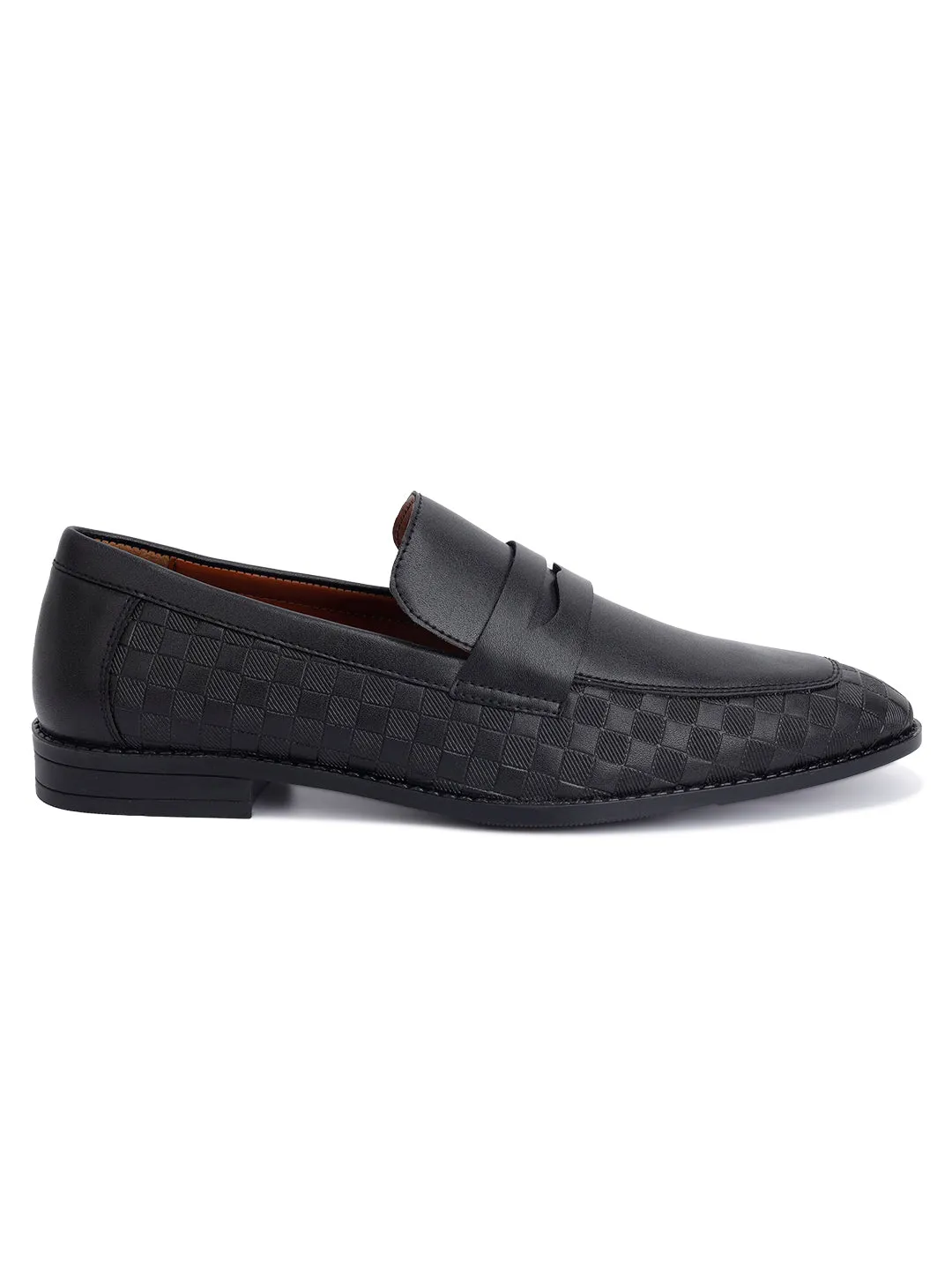 Jet Black Handcrafted Embossed Moccasins Slipons