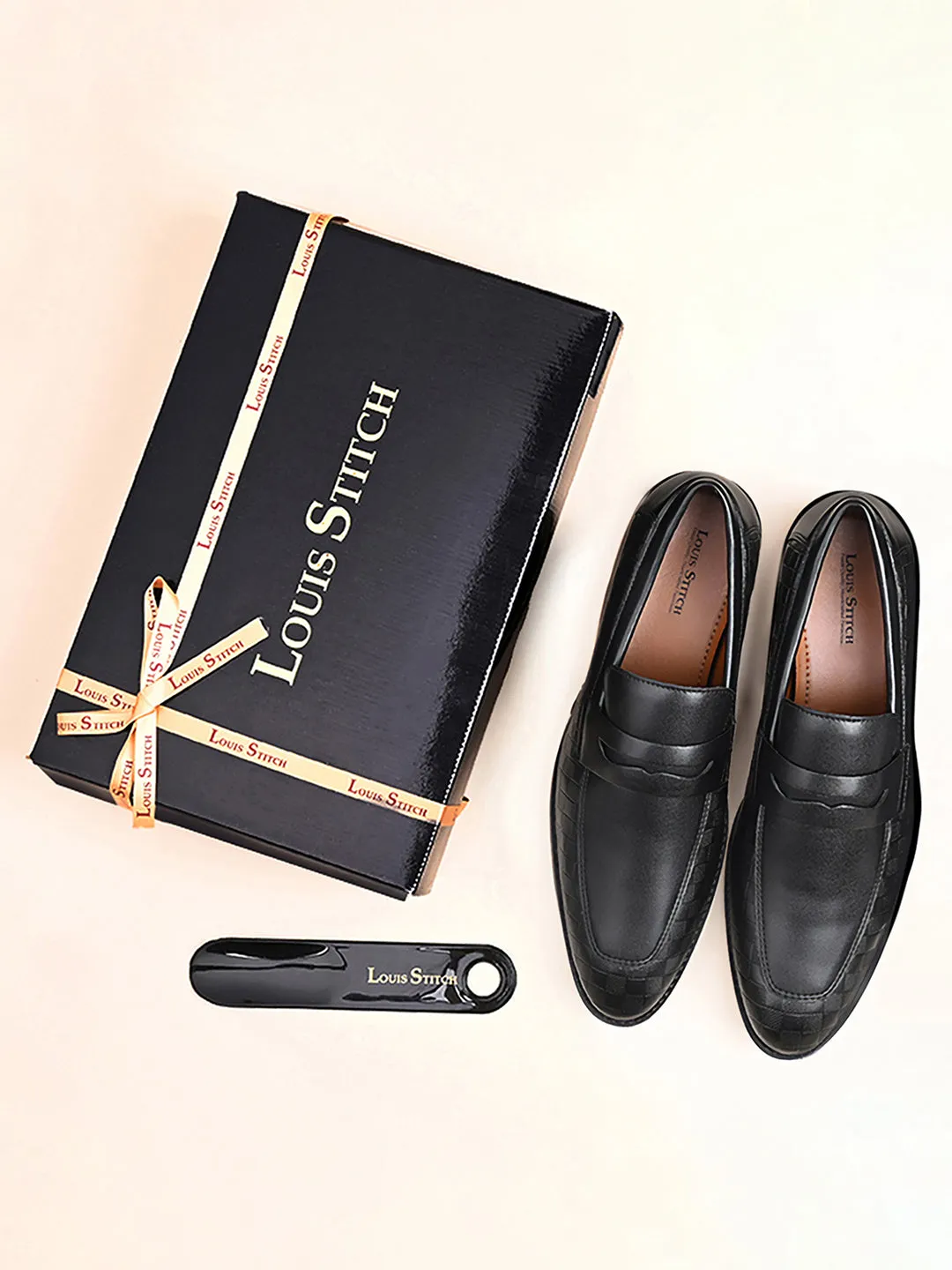 Jet Black Handcrafted Embossed Moccasins Slipons