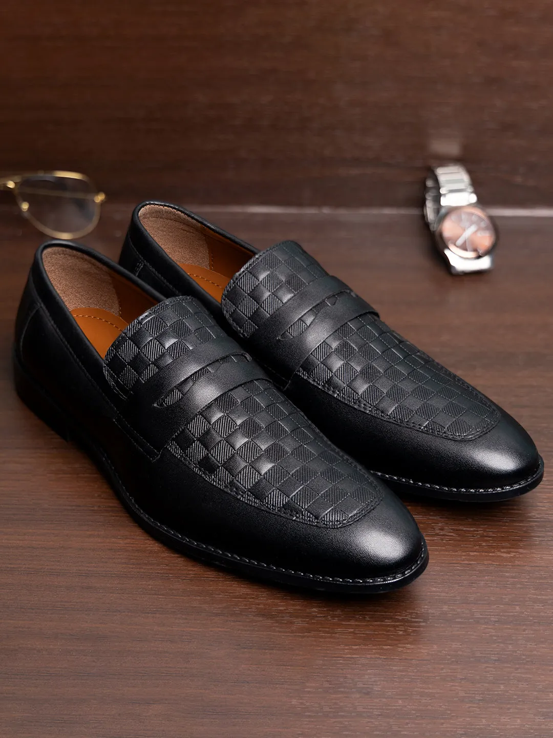 Jet Black Handcrafted Moccasins Slipons