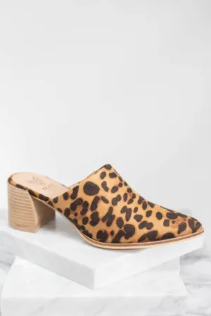 Looking Forward Brown Leopard Heeled Mules