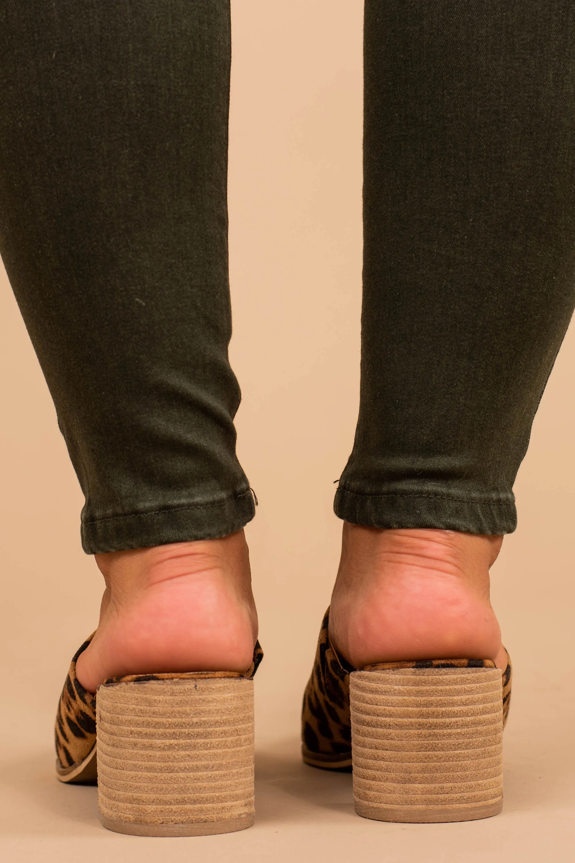 Looking Forward Brown Leopard Heeled Mules