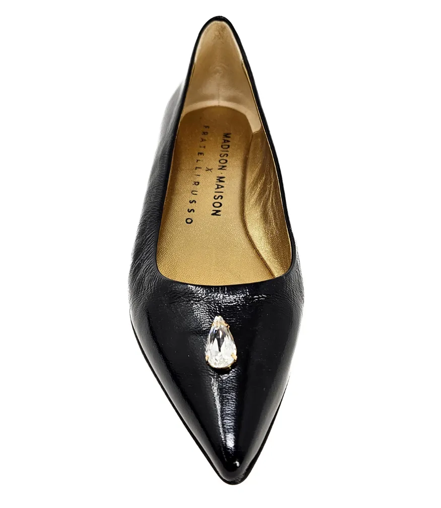 Maira Black Pointy Ballet With Jewel