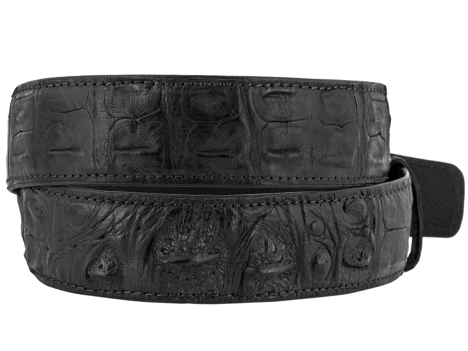 Men's Black Genuine Crocodile Skin Dress Belt Silver Buckle