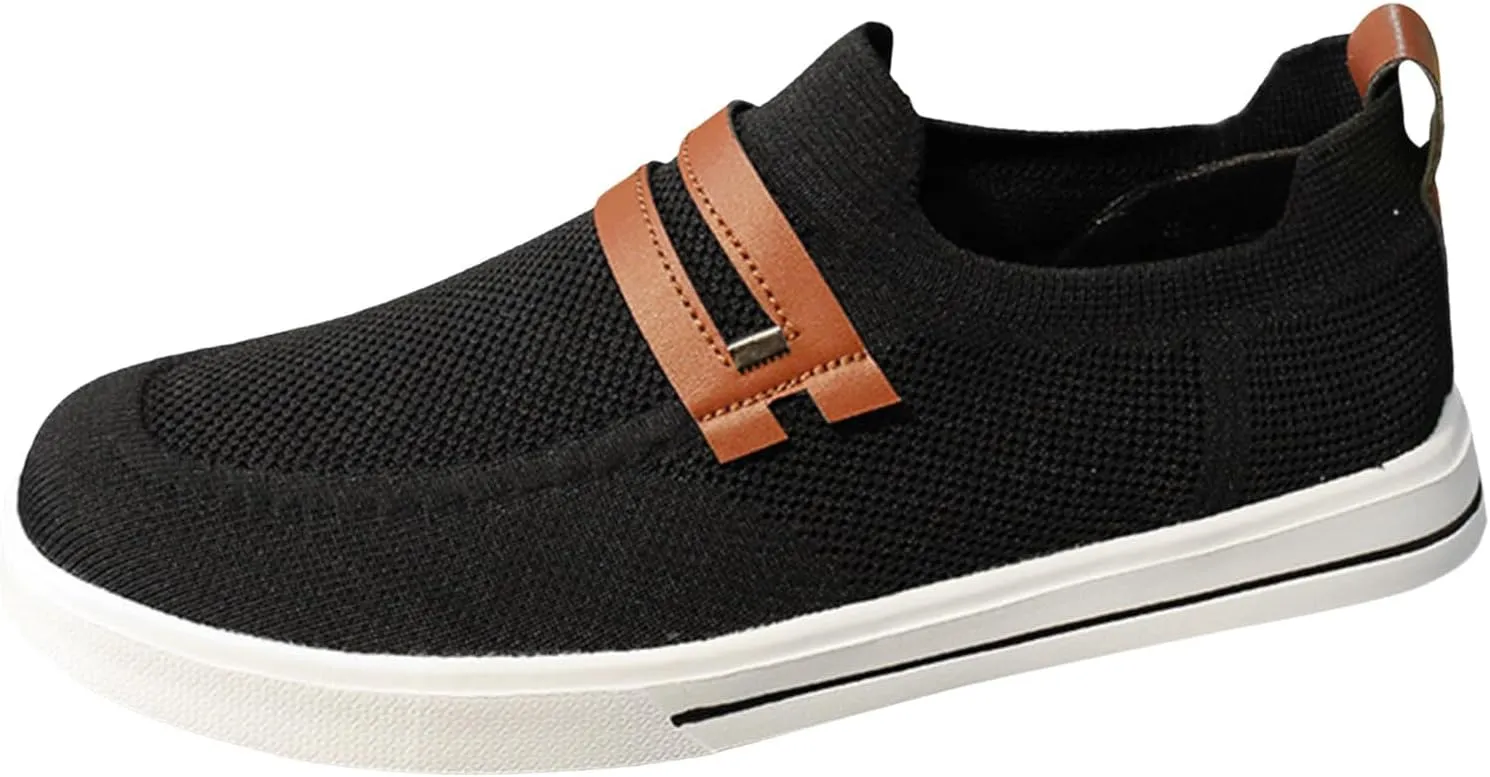 Men's Slip on Walking Shoes Comfy Knitted Memory Foam Ultra Lightweight Breathable Fashion Sneakers Non Slip Arch Support Cushioning Workout Tennis Shoes Wide Width