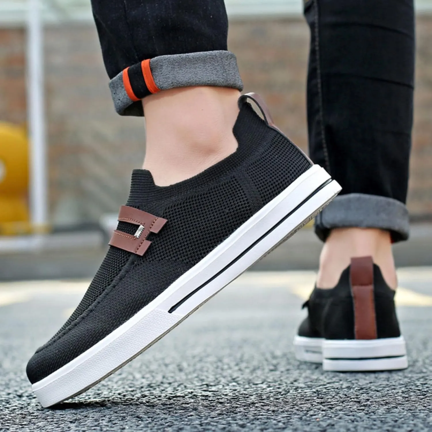 Men's Slip on Walking Shoes Comfy Knitted Memory Foam Ultra Lightweight Breathable Fashion Sneakers Non Slip Arch Support Cushioning Workout Tennis Shoes Wide Width