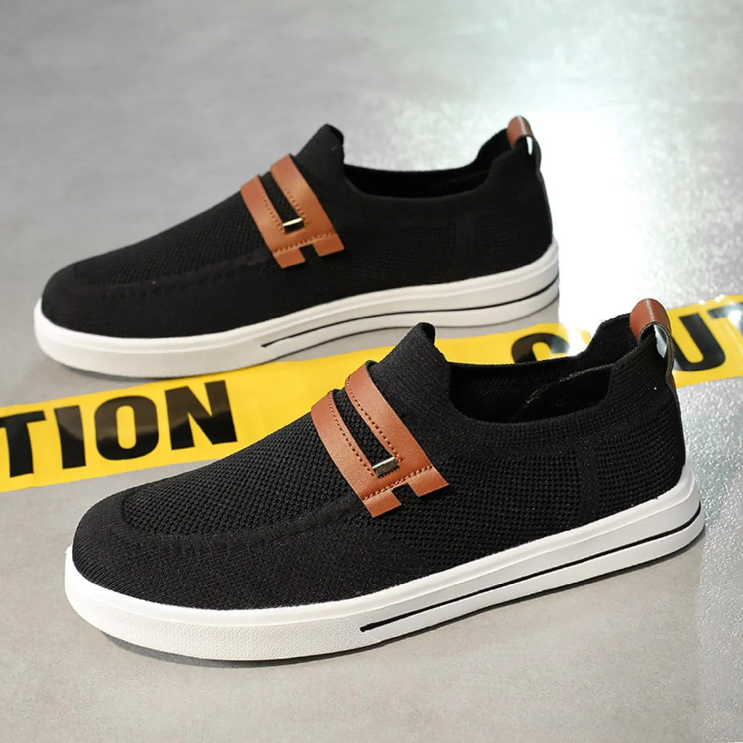 Men's Slip on Walking Shoes Comfy Knitted Memory Foam Ultra Lightweight Breathable Fashion Sneakers Non Slip Arch Support Cushioning Workout Tennis Shoes Wide Width