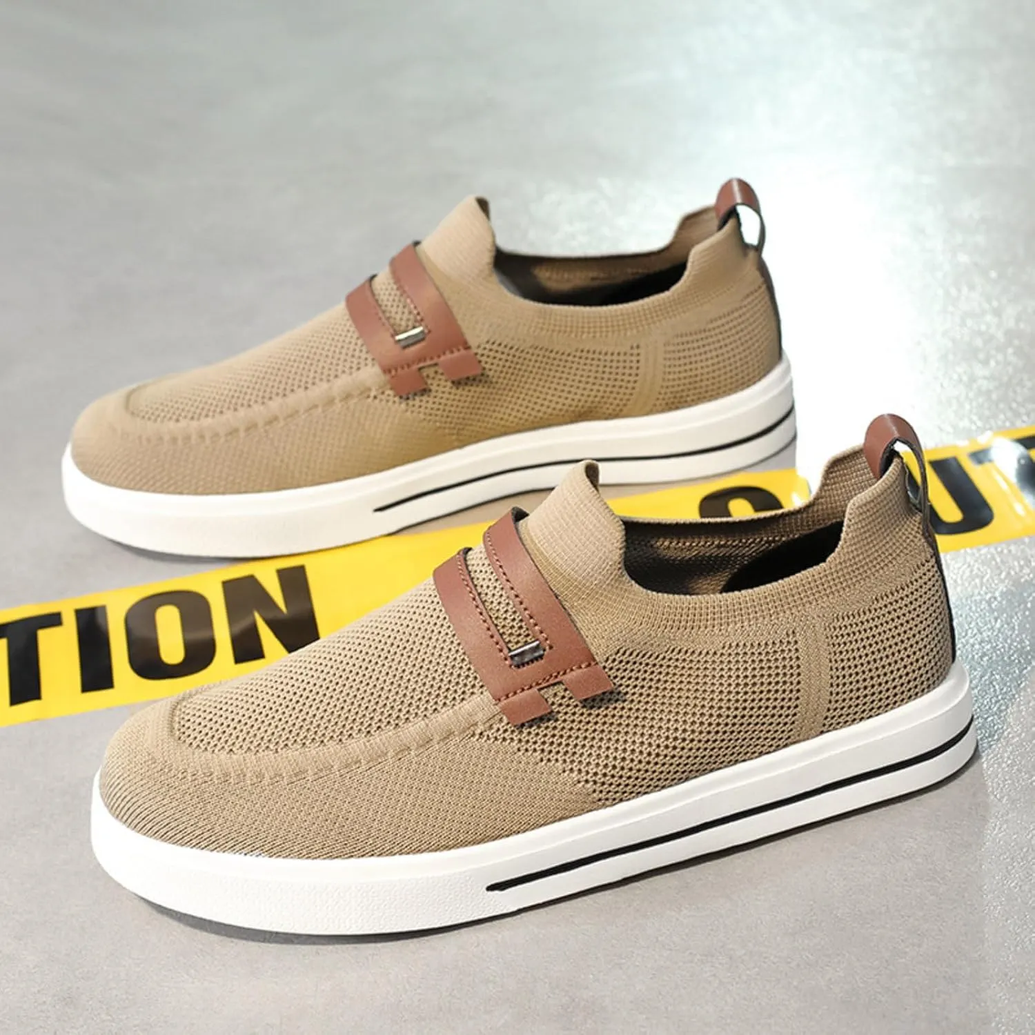 Men's Slip on Walking Shoes Comfy Knitted Memory Foam Ultra Lightweight Breathable Fashion Sneakers Non Slip Arch Support Cushioning Workout Tennis Shoes Wide Width