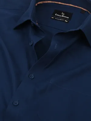 Men's Solid Navy Full Sleeves Regular Fit Formal Shirt