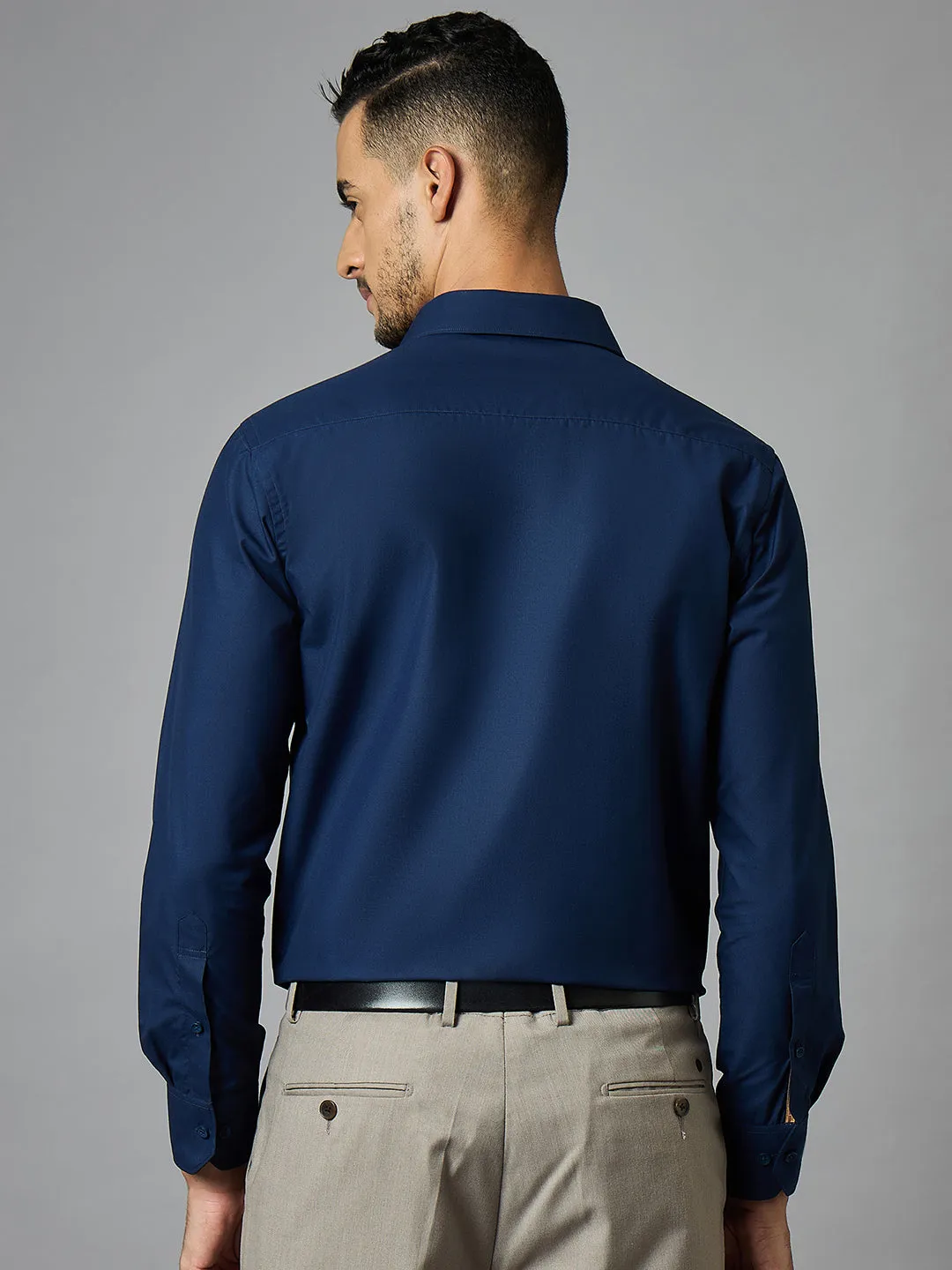 Men's Solid Navy Full Sleeves Regular Fit Formal Shirt