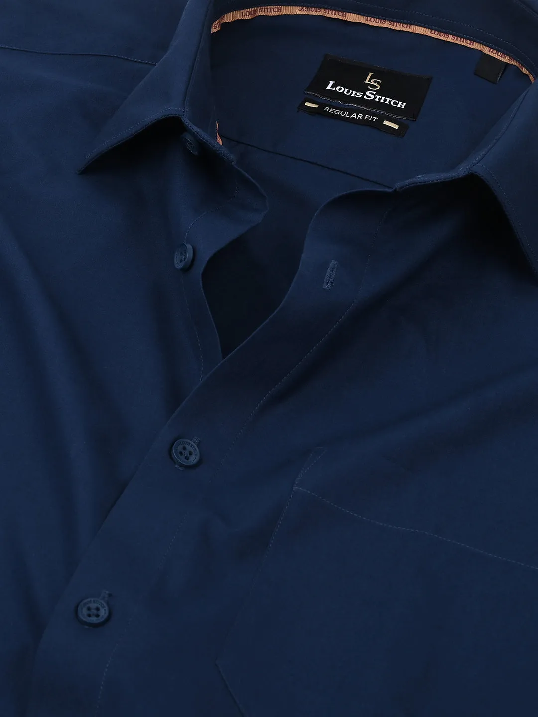 Men's Solid Navy Full Sleeves Regular Fit Formal Shirt