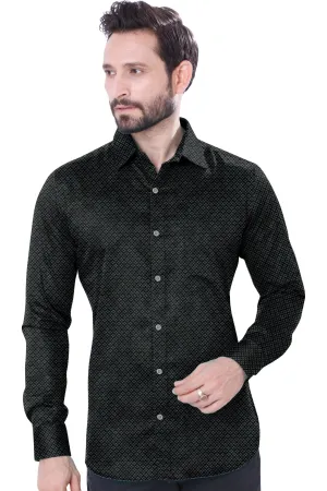 Midnight Diamond Pattern Cotton Shirt