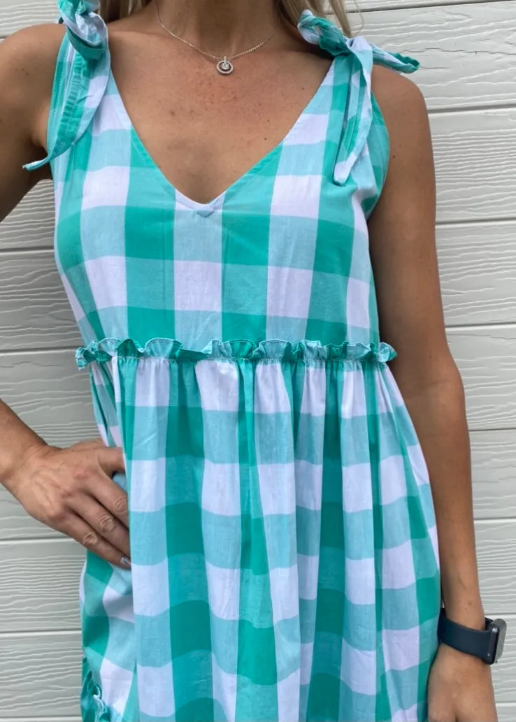 Minty dress - Mint and white gingham