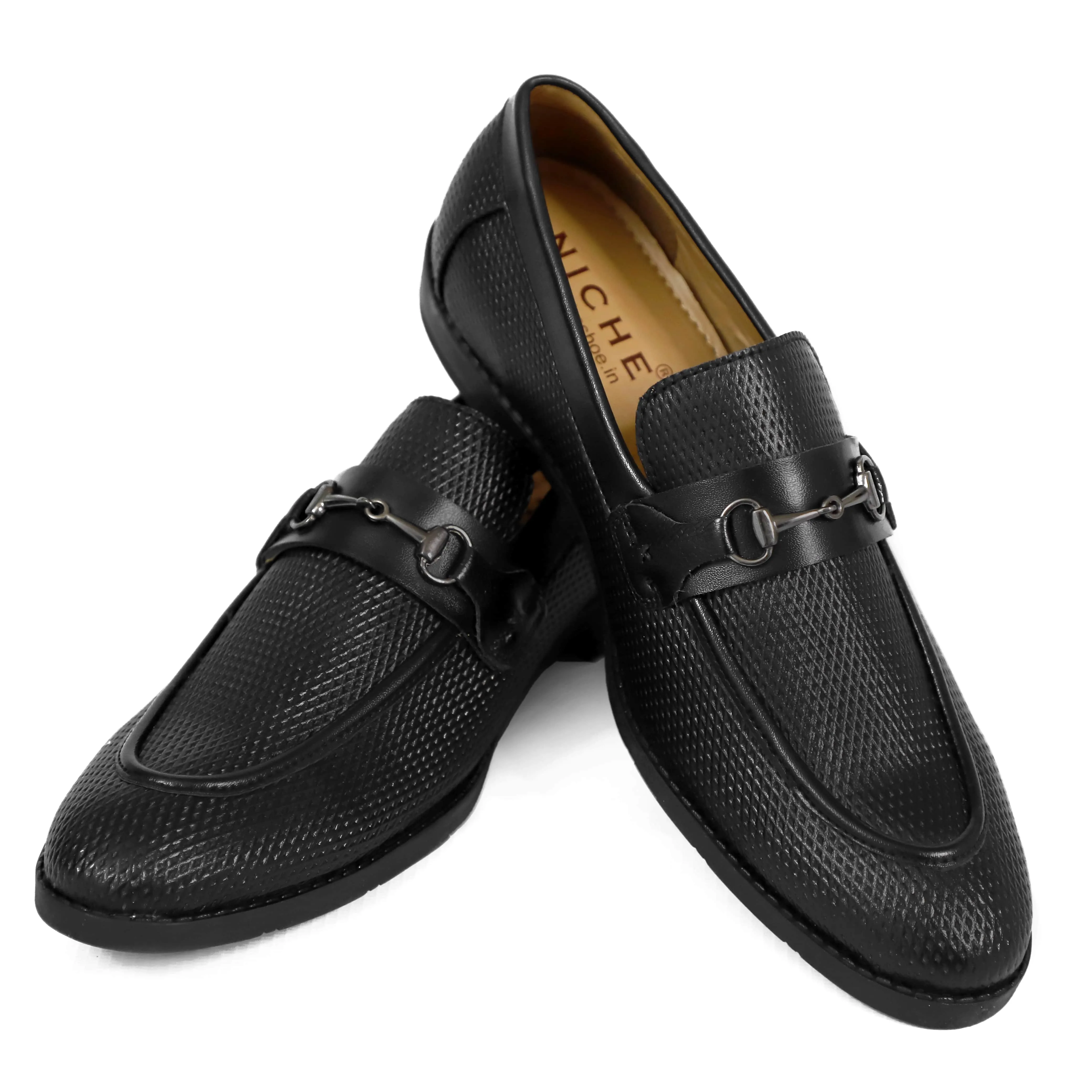 NICHE Black Braided Horsebit Loafers